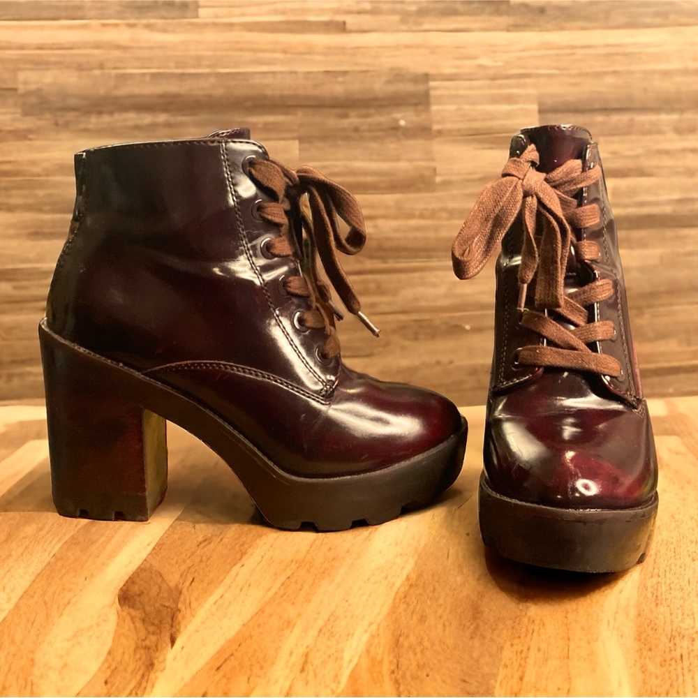 Aldo Serinna-40 chunky heel patent leather boots